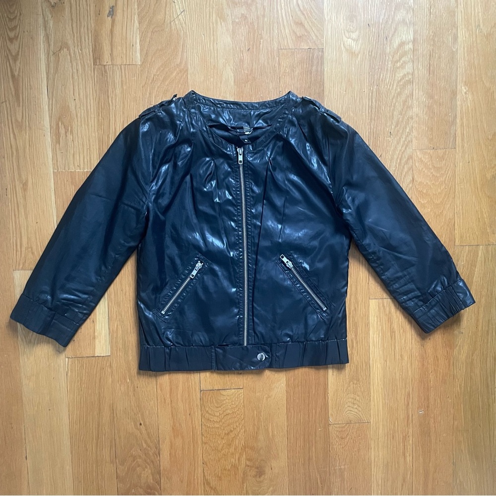 Faux Leather Moto Jacket, Black Small